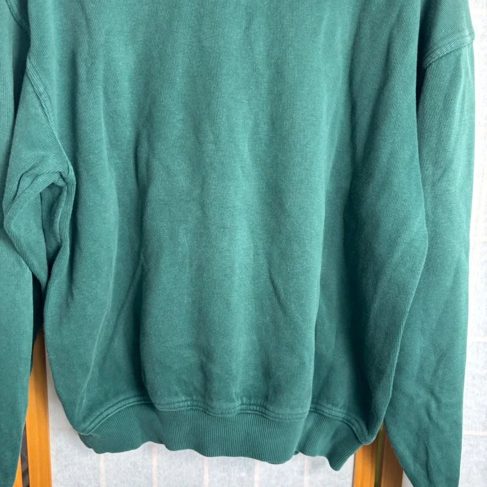 Vintage Jantzen Mens Green Long Sleeve Polo‎ Sweatshirt Made in USA Size M FLAW